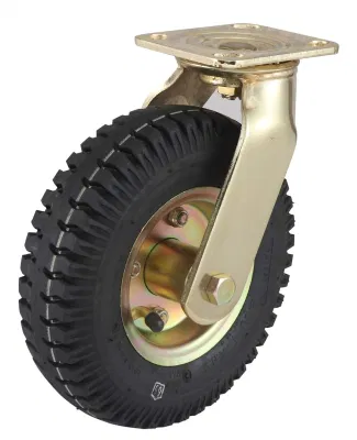 8-10 Inch Heavy Duty Swivel /Fixed Pneumatic Rubber Castor Wheel (Black)