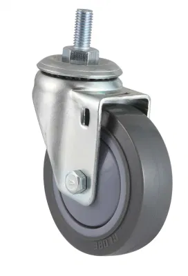 Swivel PU Trolley Caster Wheel Threaded Stem Brake Wheel Castor