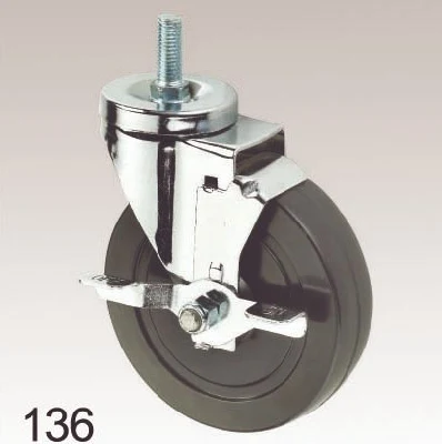 Black Rubber Wheel Swivel Screw Top Caster