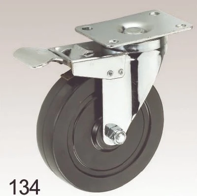 Black Rubber Wheel Swivel Screw Top Caster