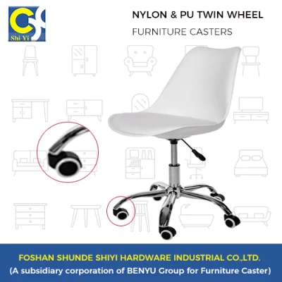 Rotate Twin Wheel Caster for Office Chair, 2-Inch Nylon &amp; PU M10X15mm Threaded Stem Swivel Black &amp; White Caster Wheels
