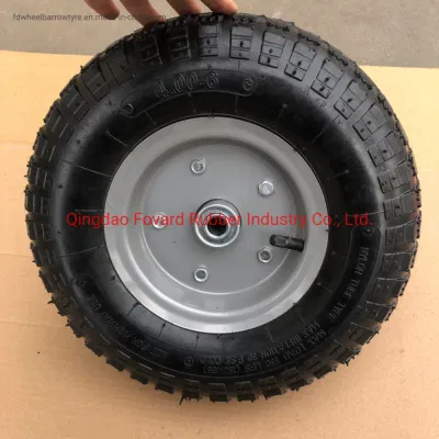 12 Inch 4.00-6 Pneumatic Rubber Wheel for Garden Wagon Cart Trolley Wheelbarrow