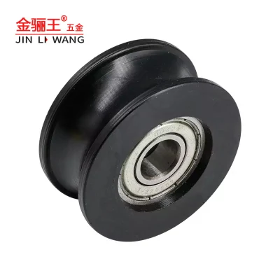 Black Nylon Roller U Groove 6000zz Double Bearing Sliding Rollers Furniture Wheel