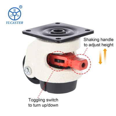 Gd 40 60 80 100 120f Level Adjustment Wheel Rachet Leveling Caster with Adjusting Rod Self Leveling Foot Activated Casters Footmaster