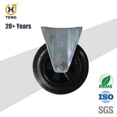Factory 6 Inch Heavy Duty Industrial Caster Rigid Plate PU Castor Top Fixed Trolley Wheel