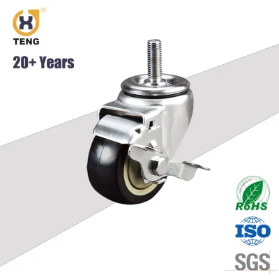 China Factory 3 Inch Swivel Round Stem PU Industrial Caster Rotating Trolley Wheel