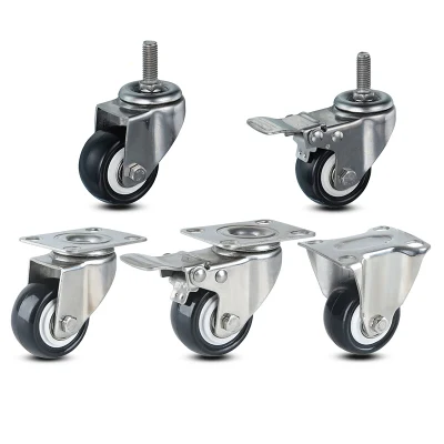 Swivel Black Roller Bearing Heavy Duty Zinc Plated Swivel Solid Rubber Caster Trolley Wheel