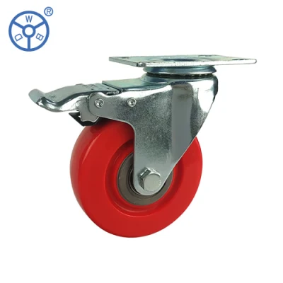 Medium Duty Trolleys Wheels Caster Industrial 5 Inch PVC Wheel Swivel Brake Stem Threaded Locking Pivoting Castor