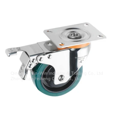Factory Direct Medium Duty Caster Stainless Steel Bracket PU Wheel for Trolley Cart