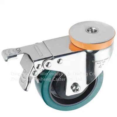 Factory Direct Medium Duty Caster Stainless Steel Bracket PU Wheel for Trolley Cart