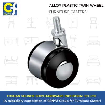 Furniture Twin Caster Wheel, Diameter 50mm, M8X15 Threaded Rod, Alloy Computer Desk Wheel, Pulleys, Storage Cabinet Trolley Caster