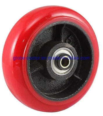5-8 Inch Shock Aborbing Swivel with Brake PU Industrial Caster Wheel