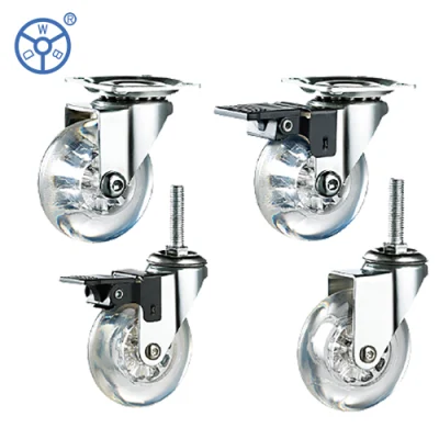 Ylcaster Transport Caster Wheel 3 Inch Furniture Stem Swivel Universal PU Castor