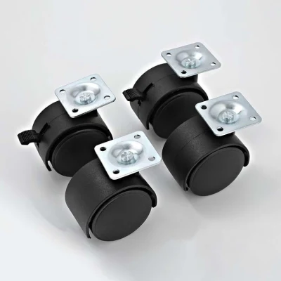 Heavy Duty Swivel Threaded Stem Casters Wheels Castor Black Transparent PU Caster Wheel for Furniture Office Chair