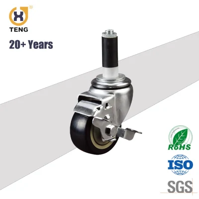 China Factory 3 Inch Swivel Round Stem PU Industrial Caster Rotating Trolley Wheel