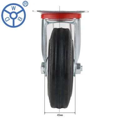 Wbd 5 Inch Swivel Black Roller Bearing Heavy Duty Zinc Plated Swivel Solid Rubber Caster Trolley Wheel