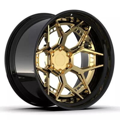 Kipardo 18 19 20 21 22 23 Inch Customized Golden Wheel Rim High Polished Deep Concave 2 3 Pieces Custom Forged Wheels 5X112 5X114.3 5X130 5X120 5X115 5X110