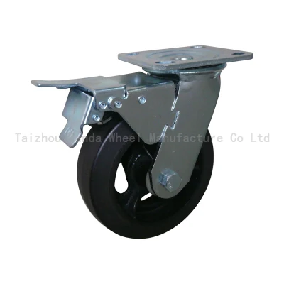 6 Inch Best Price Rubber Swivel Caster with Side Brake