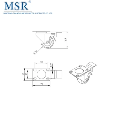 High-Yield M52*35-50 Flange Mount Casters with Brake for T Slot Aluminium Profile Cart CNC Machine Furniture Cabinet Table