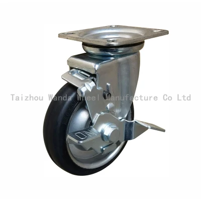 Industrial Furniture Sliding Door 5.2&quot; PU Rigid Caster Wheel with Brake