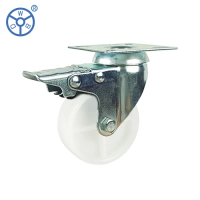 Wbd Factory Direct Industrial Caster Light Duty Caster 1 1.5 2 2.5 3 Inch White PP Castor Wheel Fixed Swivel Locking Type for Furniture Hardware