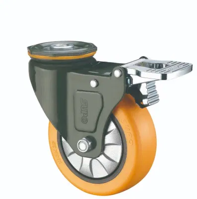 Wholesale Medium Light Duty PU Industrial Castor Caster Wheel with Brake Lock