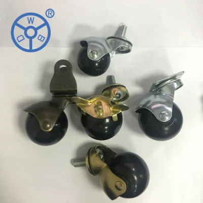 Wbd 1.5 2 Inch 40 50mm Swivel Long Stem White Black Red Yellow Green Small Trolleys Furniture Ball Caster PP Rubber Wheel