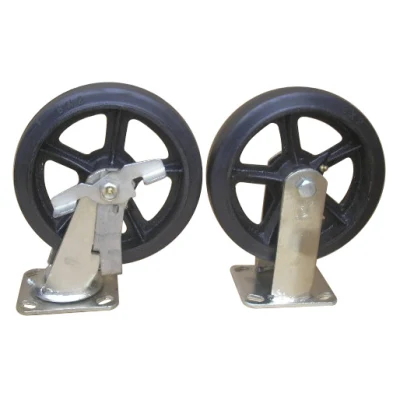 Industrial 8in Medium Heavy Duty Rubber Swivel Caster