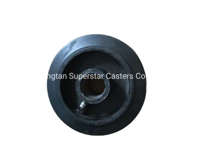 4 5 6 8 Inch High Strength Black Rubber Cast Iron Core Trolley Wheel