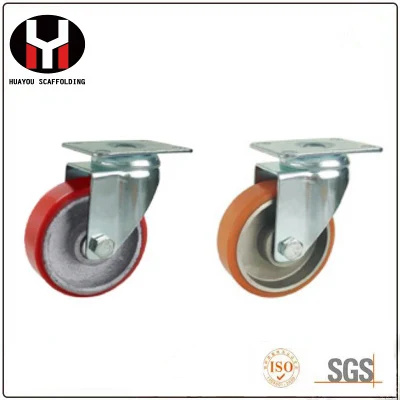 Heavy Duty Cast Iron Core PU Caster Red Polyurethane Castors and Universal Wheels for Trolley