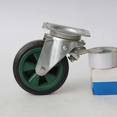 M6 Industrial Iron Steel Rubber Black Heavy Duty Machine Lifting Caster Wheels with Lock