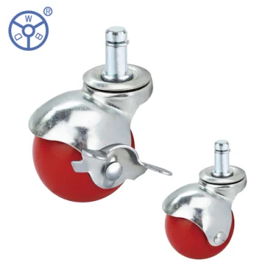 Small Trolleys Furniture Ball Caster PP Rubber Ball Caster Wheel 50mm Rotating Castors 2 Inch Matel Top