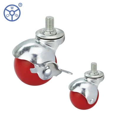 Small Trolleys Furniture Ball Caster PP Rubber Ball Caster Wheel 50mm Rotating Castors 2 Inch Matel Top