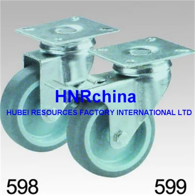 Grey Rubber Twin Wheel Swivel Double Lock Plate Top Caster