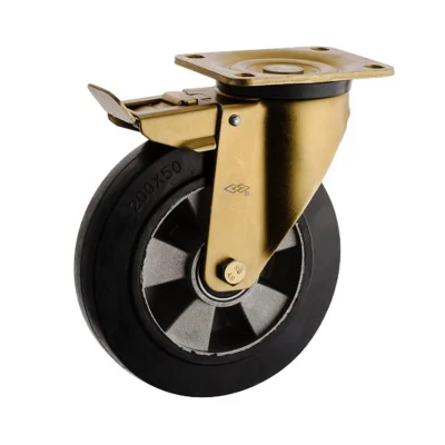 5in Yellow Zinc Plate Heavy Duty Caster with Locking