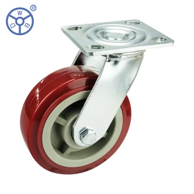 4 5 6 8 Inch PVC/PU Heavy Duty Industrial PP Plastic Core Swivel Plate Caster Wheel with Brake for Trolley Ruedas Pesadas