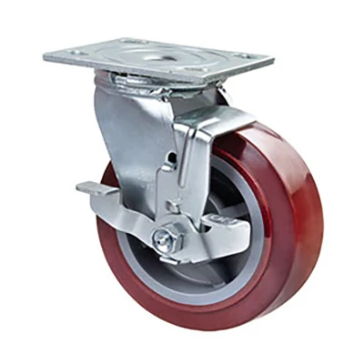 5 Inches Heavy Duty Swivel PU Wheel Caster with Metal Total Lock
