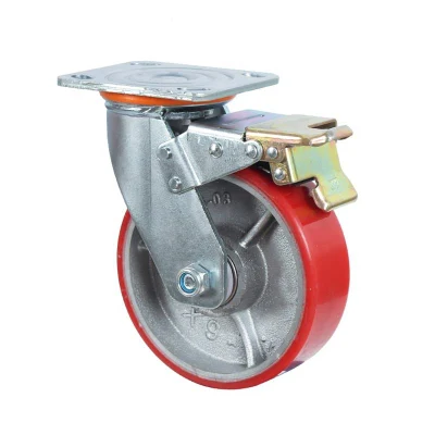 High Load 6 Inch Heavy Duty Cast Iron PU Swivel Caster Wheel