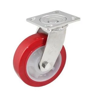 4inch-8inch Swivel Brake Plate Steel Core Red PU Wheels Heavy Duty Casters