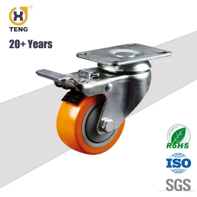 Industry Medium Duty 3 Inch Swivel Bolt Hole TPR Caster with Metal Brake