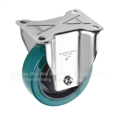 Factory Direct Medium Duty Caster Stainless Steel Bracket PU Wheel for Trolley Cart