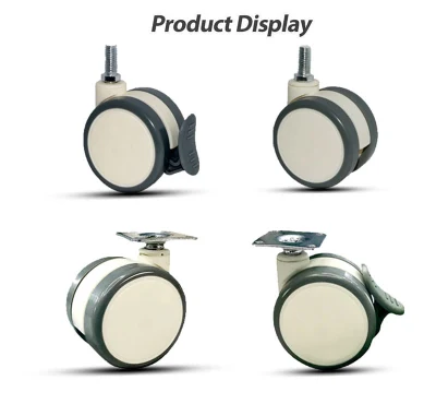 Urethane Twin Wheels Medical Bed Equipment Caster Heavy Duty Furniture Swivel Threaded Stem Caster