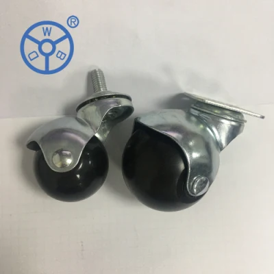 Wbd 1.5 2 Inch 40 50mm Swivel Long Stem White Black Red Yellow Green Small Trolleys Furniture Ball Caster PP Rubber Wheel