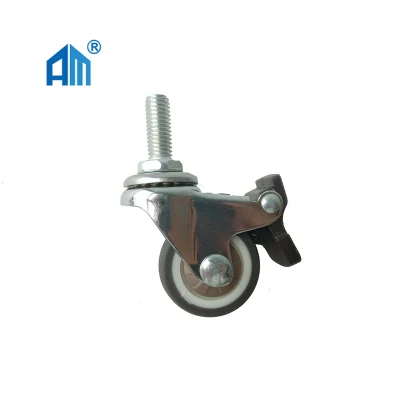 Industrial Twin Wheel Casters with Threaded Stem Wheels with Brake PVC Industrial Caster Wheels