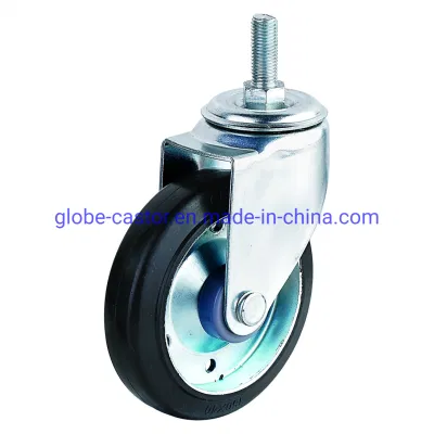Black Heavy Duty Industrial Steel Core Rubber Caster Wheel