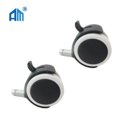 High Quality Twin Wheel with Brake, 2 Inch PU Threaded Stem Caster Wheel Caster for Office Chair