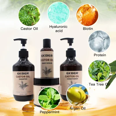 Sulfate Free Custom Castor Oil Organic Dry Curly Hair Care Set