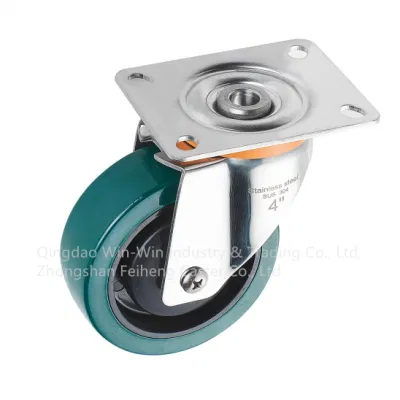 Factory Direct Medium Duty Caster Stainless Steel Bracket PU Wheel for Trolley Cart