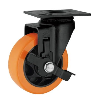 2.5inch Orange PU PVC Swivel Small Castor Wheels