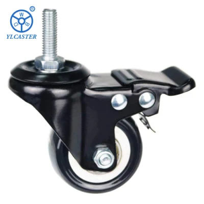 Amazon Package 50mm Light Duty PU PVC Small Black Screw Castor Wheel for Sewing Machine